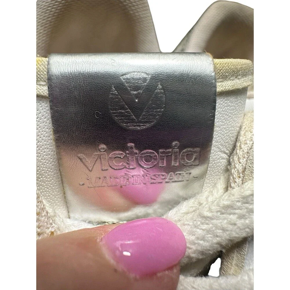 Victoria Shoes Womens EUR 38 US 7 White Low Top Lace Up Athletic Sneakers #S30-4
